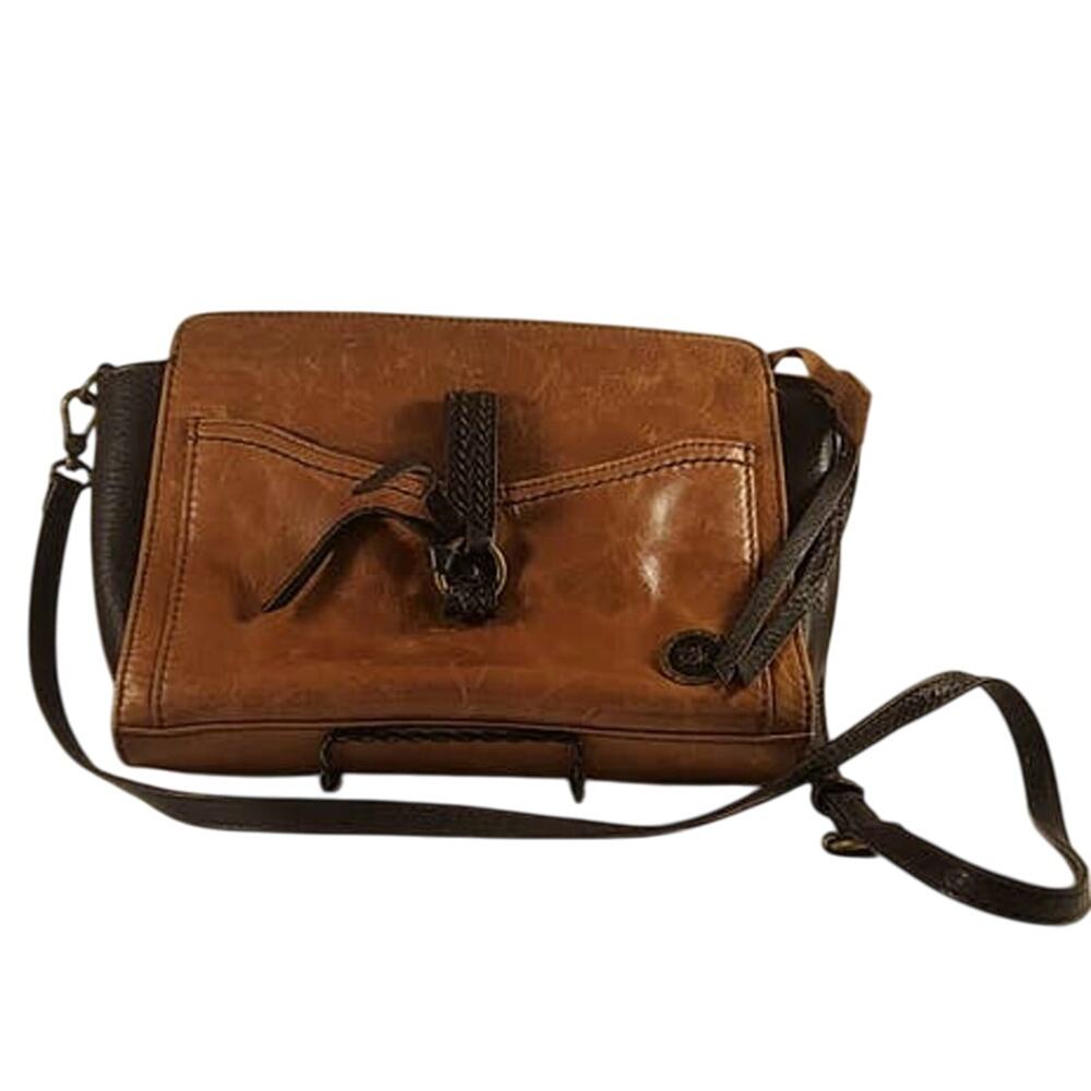 THE SAK 2-Tone Brown Leather Shoulder Bag Happy & Free Series Crossbody